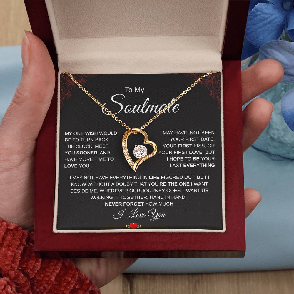 To My Soulmate One Wish / Forever Love Necklace Red Corner