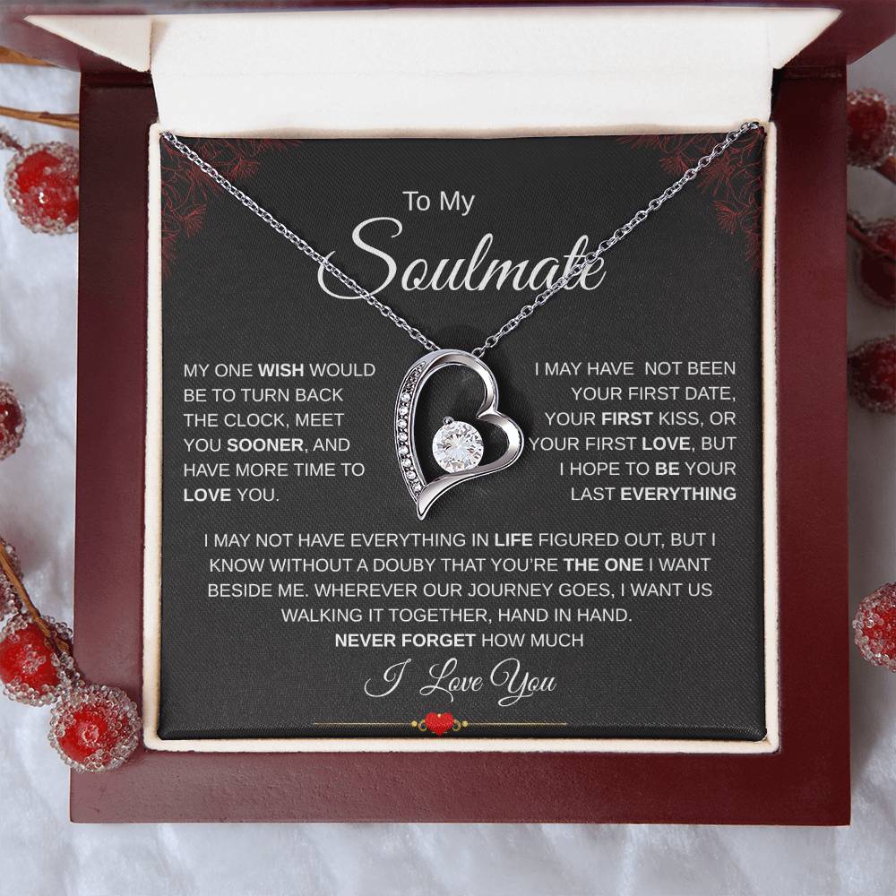 To My Soulmate One Wish / Forever Love Necklace Red Corner