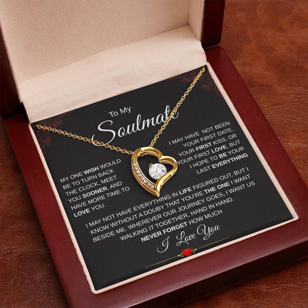 To My Soulmate One Wish / Forever Love Necklace Red Corner