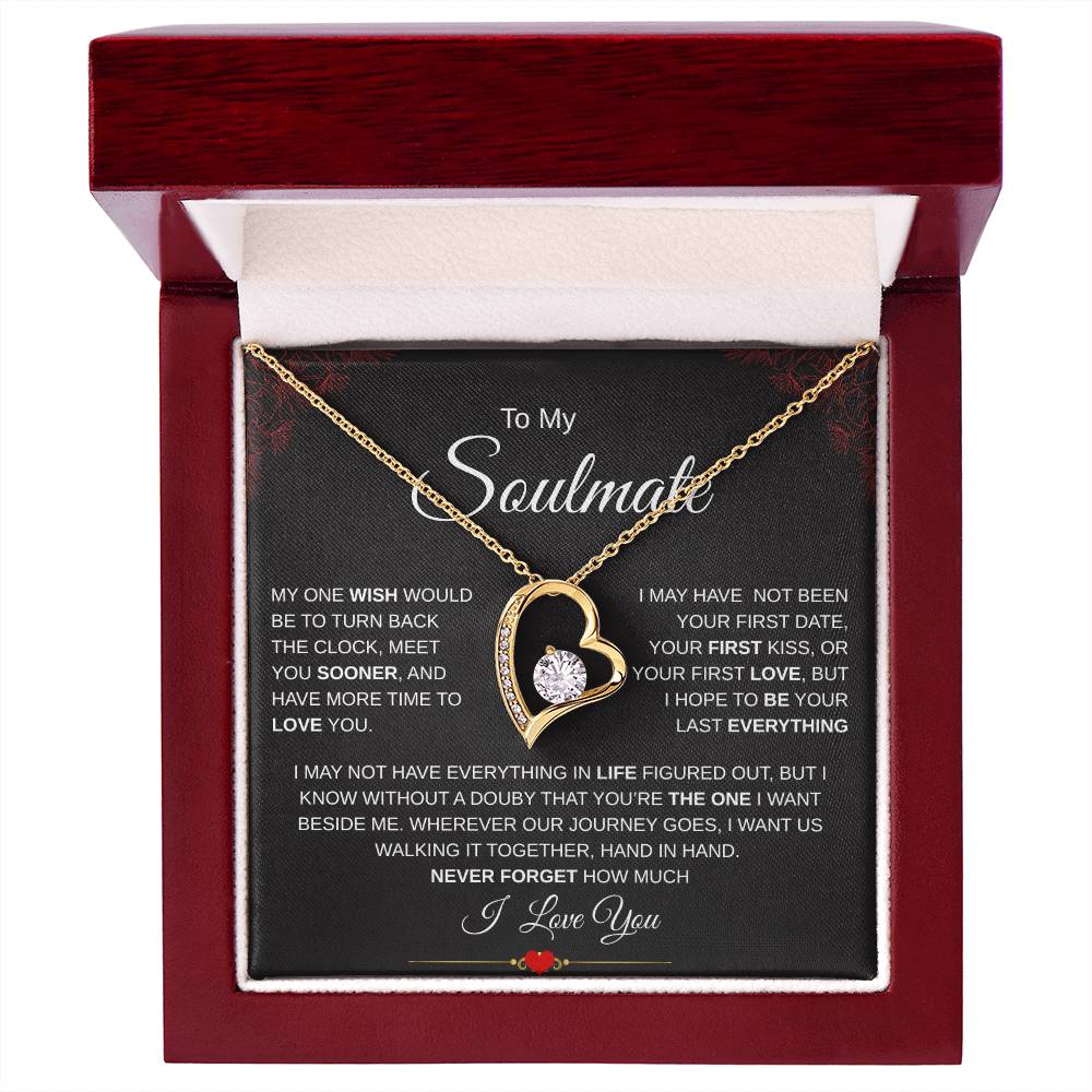 To My Soulmate One Wish / Forever Love Necklace Red Corner