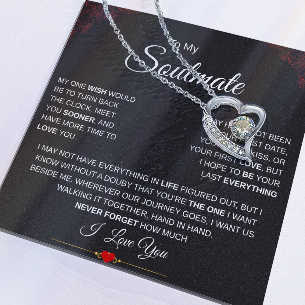 To My Soulmate One Wish / Forever Love Necklace Red Corner