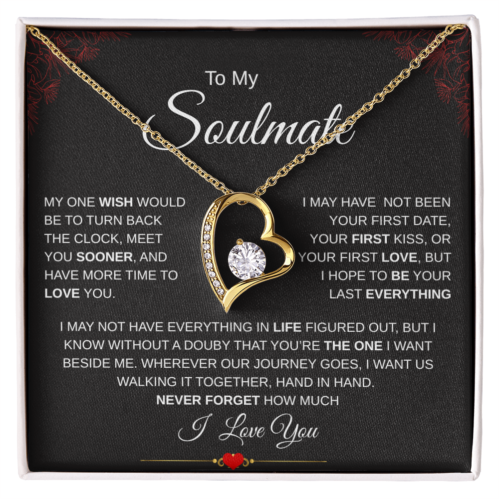 To My Soulmate One Wish / Forever Love Necklace Red Corner
