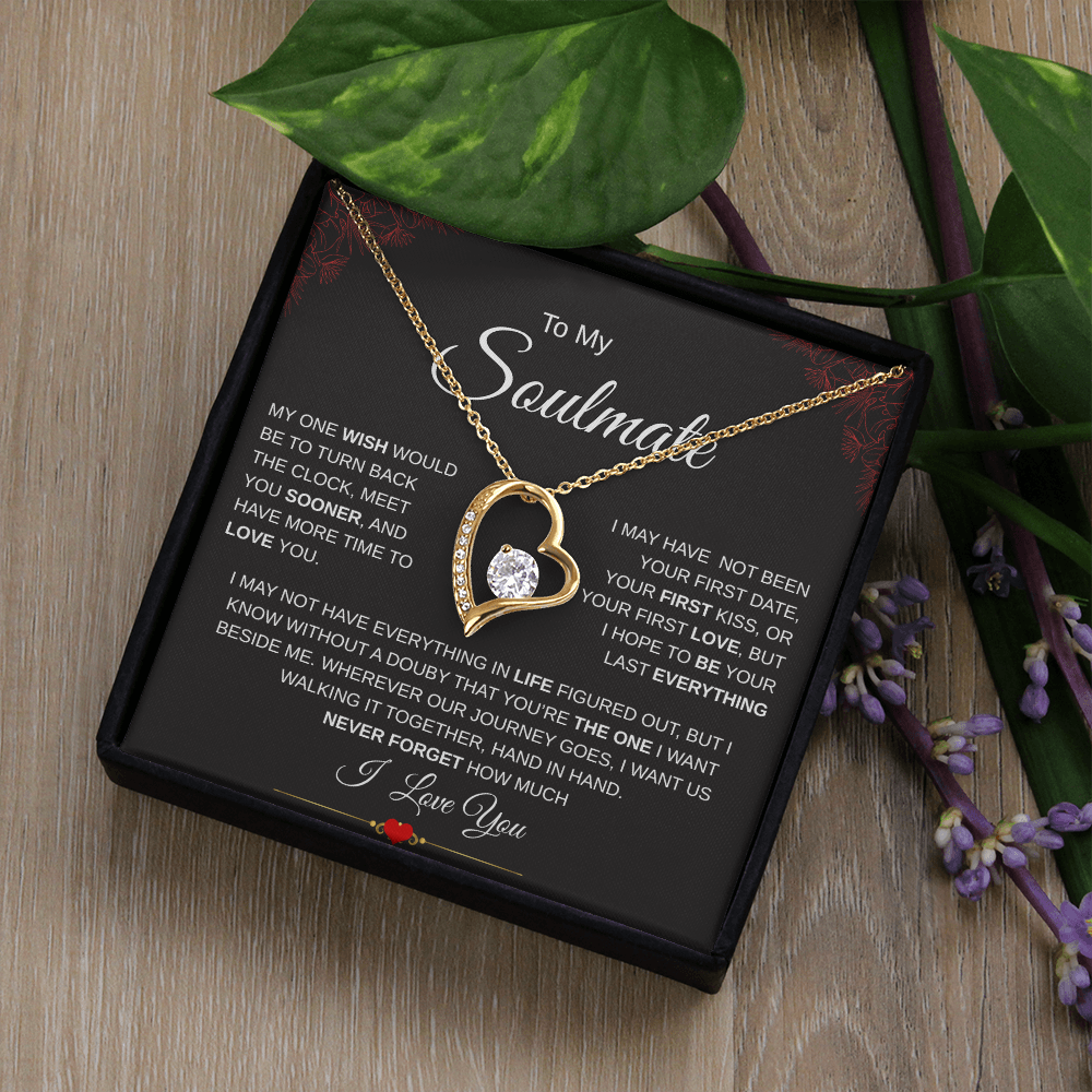 To My Soulmate One Wish / Forever Love Necklace Red Corner
